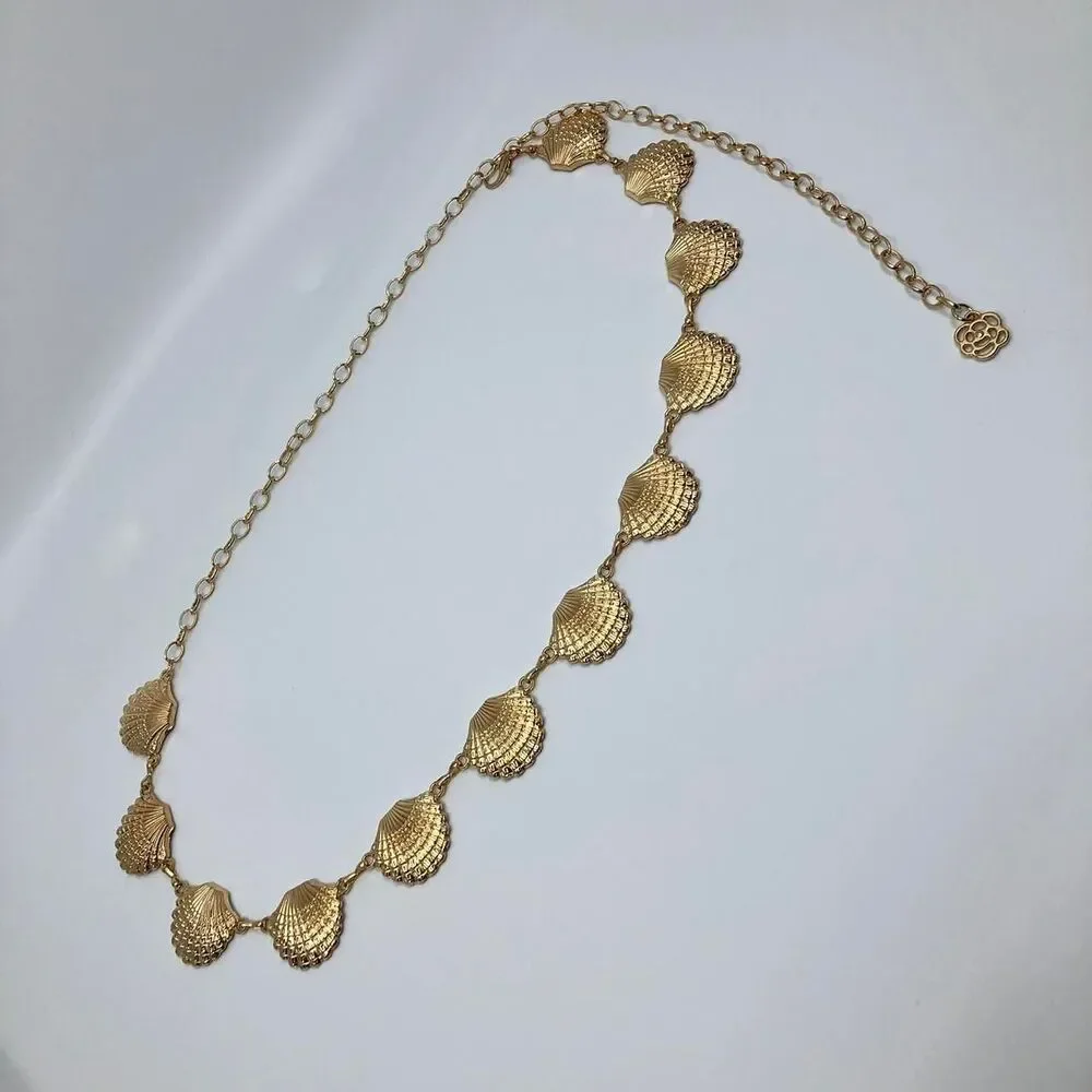 Vintage Y2K Mermaidcore Gold Seashell Chain Belt, Fits 23.5–43 Inches, X7GA1148